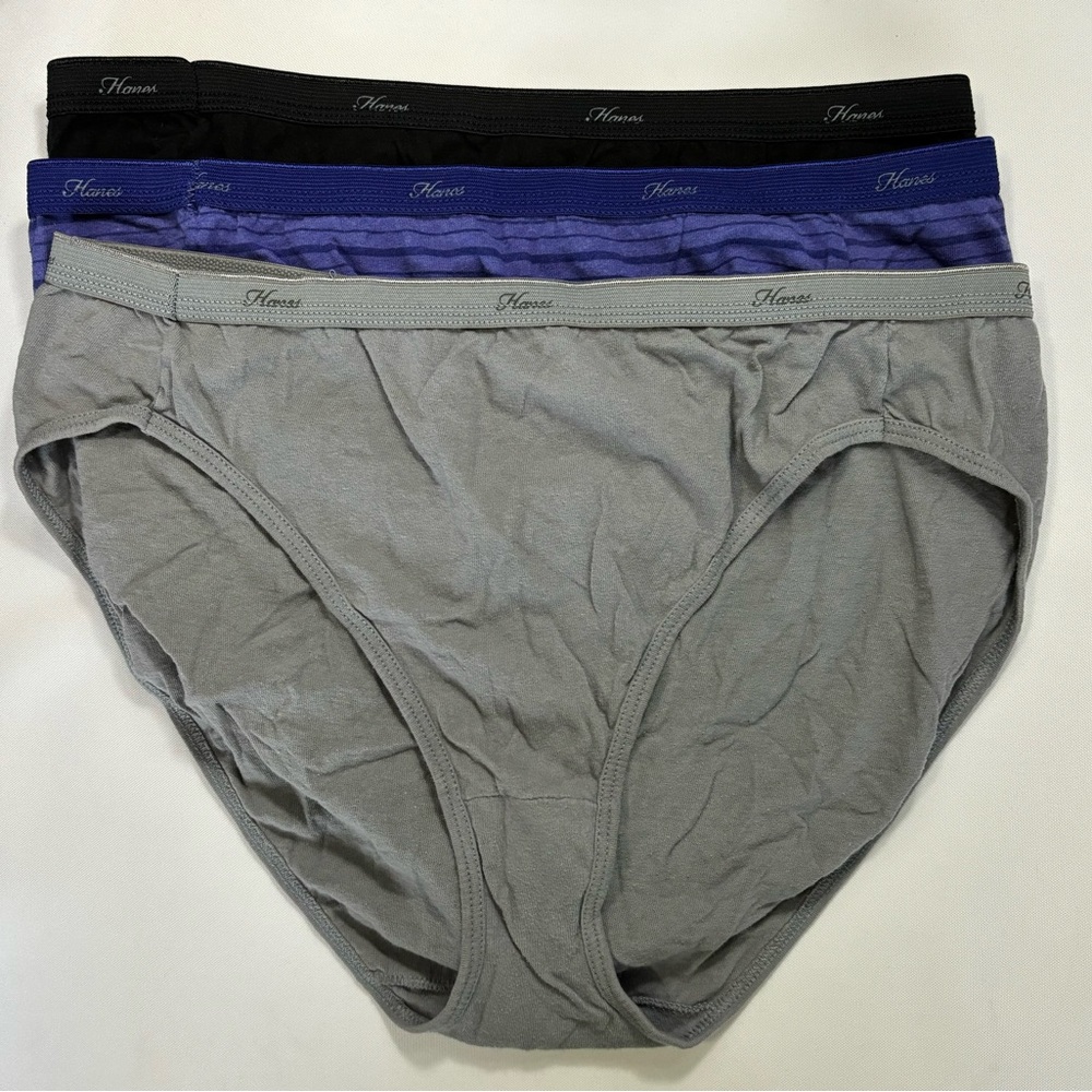 Hanes Women's Sz 9 Bundle of 3 Hi-Cut Panties 100% Cotton New